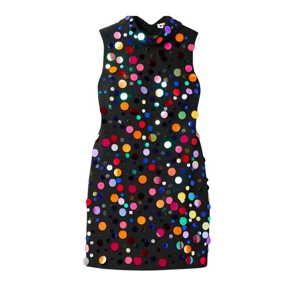 Rixo Black Metallic Confetti Candice Mini Dress Size XL/US 12 - Picture 1 of 11